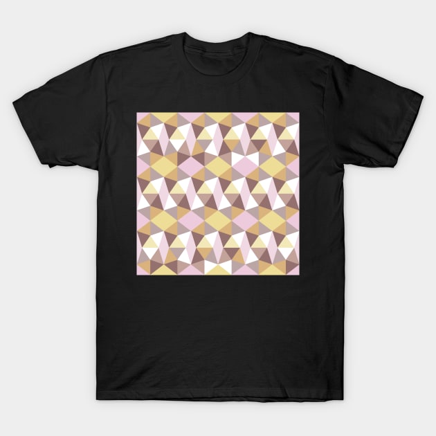 pentagons in brown, light pink and yellow T-Shirt by colorofmagic